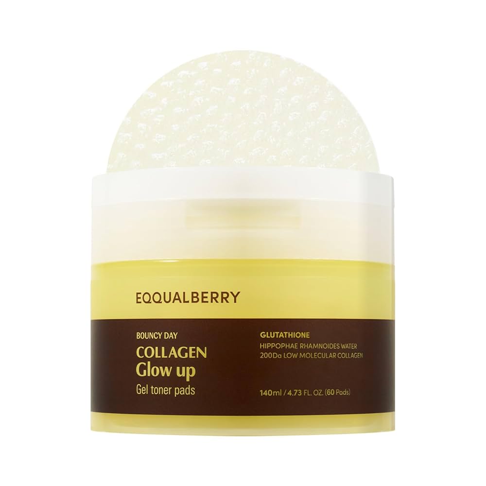 EQQUALBERRY - Collagen Glow Up Gel Toner Pad (60 Sheets) -  لبادات تونر جل الكولاجين للتوهج من ايكولبيري