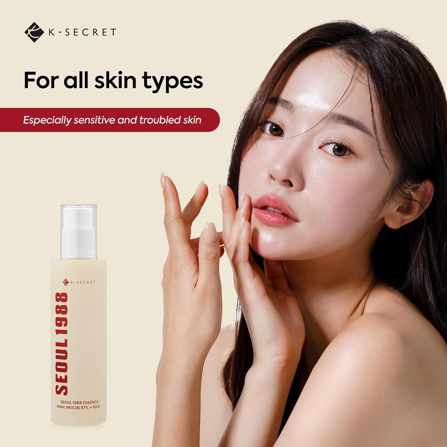 KSECRET -  SEOUL 1988 Essence : Snail Mucin 97% + Rice 100ml - اسنسس الحلزون والأرز من ك سيكرت 100مل