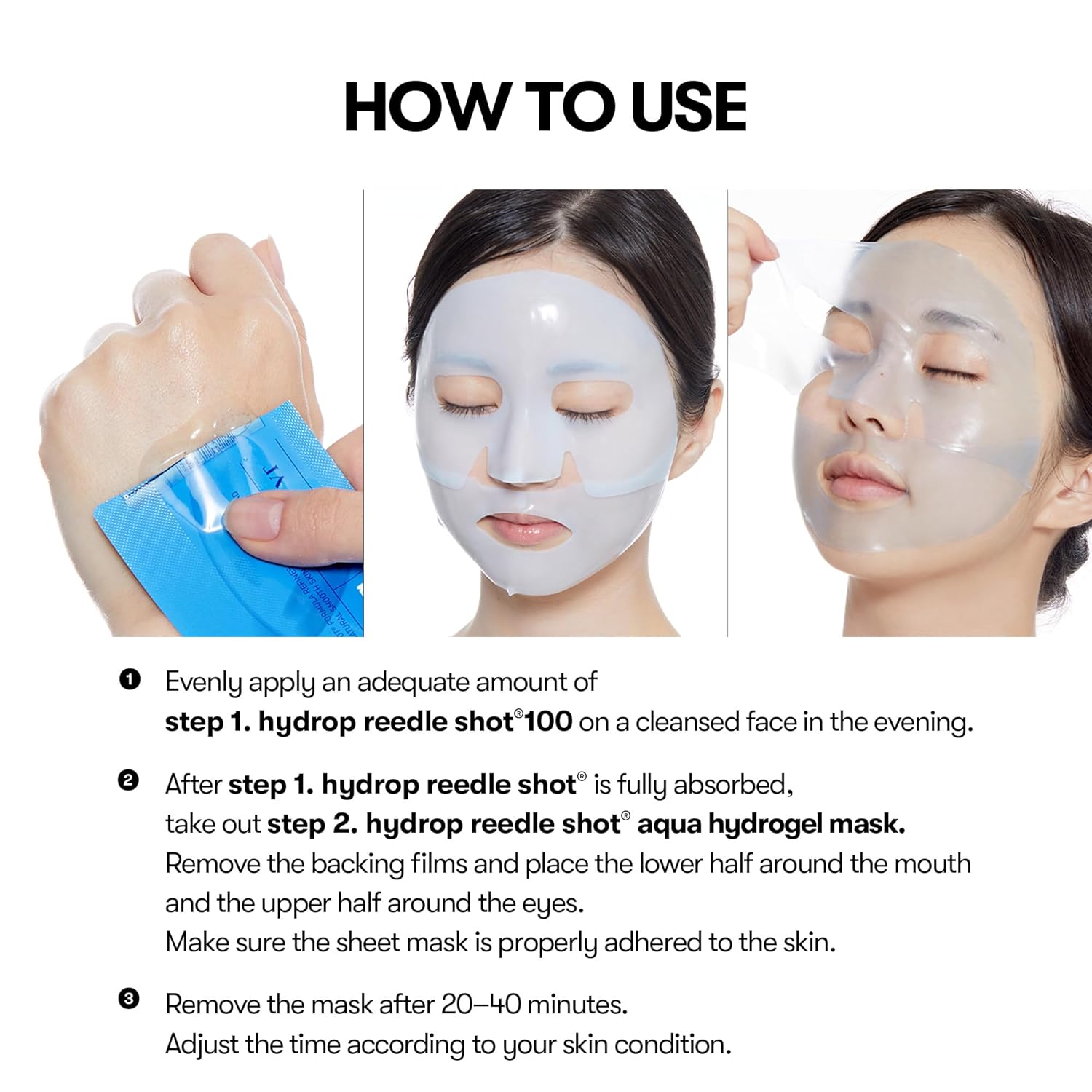 VT Cosmetics - Hydrop Reedle Shot 100 2step Hydrogel Mask - ماسك الهايدروجل المرطب ريدل شوت 100 من في تي كوزمتكس