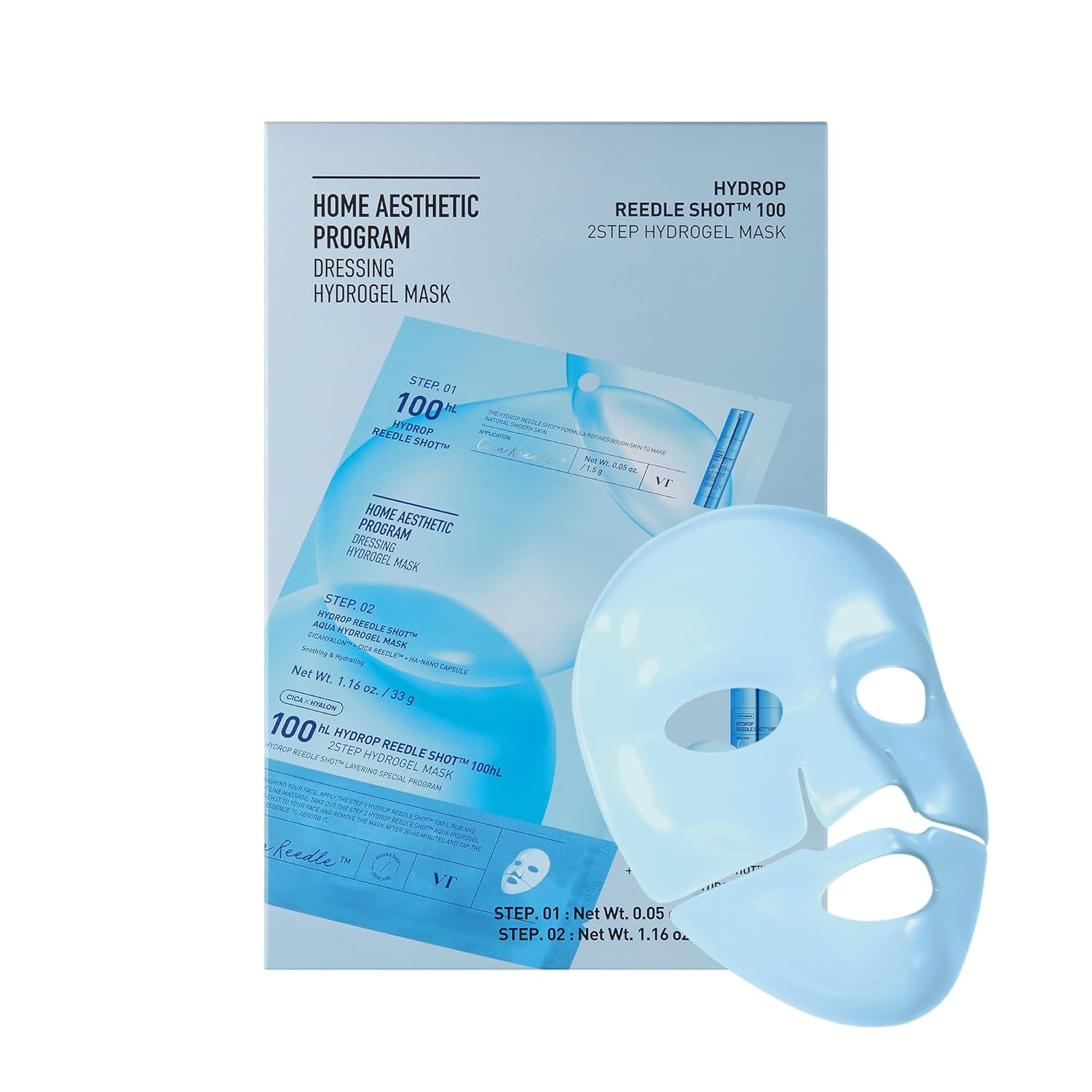 VT Cosmetics - Hydrop Reedle Shot 100 2step Hydrogel Mask - ماسك الهايدروجل المرطب ريدل شوت 100 من في تي كوزمتكس