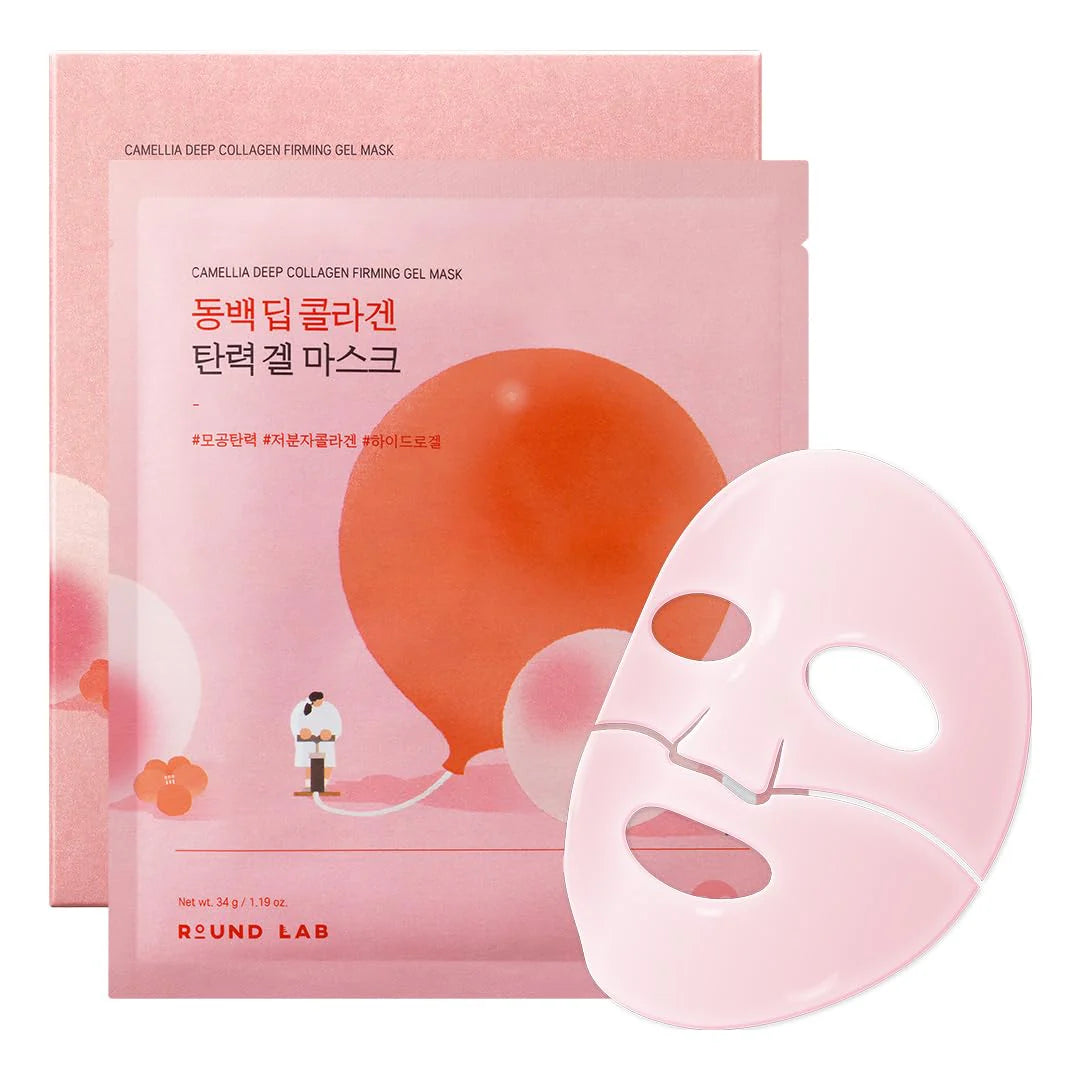 ROUND LAB - Camellia Deep Collagen Firming Gel Mask 34ml (4ea) - ماسك الكولاجين من راوندلاب (4 ماسكات)