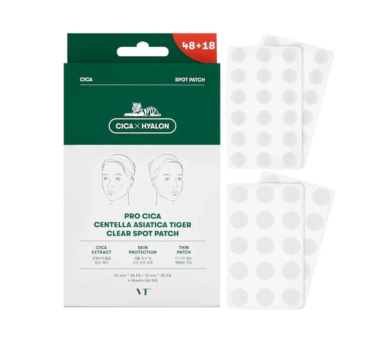 VT Cosmetics - Pro Cica Centella Asiatica Tiger Clear Spot Patch (66 patch)  - لصقات حب الشباب من في تي كوزمتكس