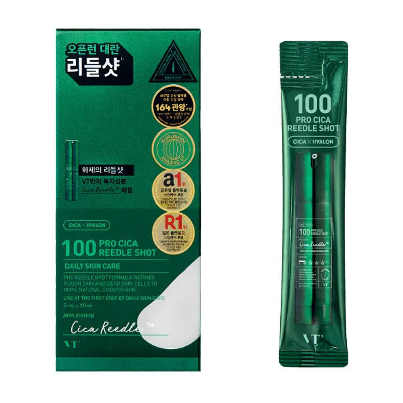 VT Cosmetics - Pro Cica Shot 100 Stick Pouch (10 Pack, 2ml each) - علبة ريدل شوت السيكا  100 من في تي كوزميتكس (10 عبوات ، 2 مل لكل كيس)